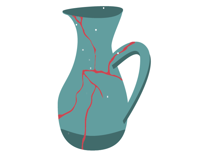Zeichnung: reparierte Vase